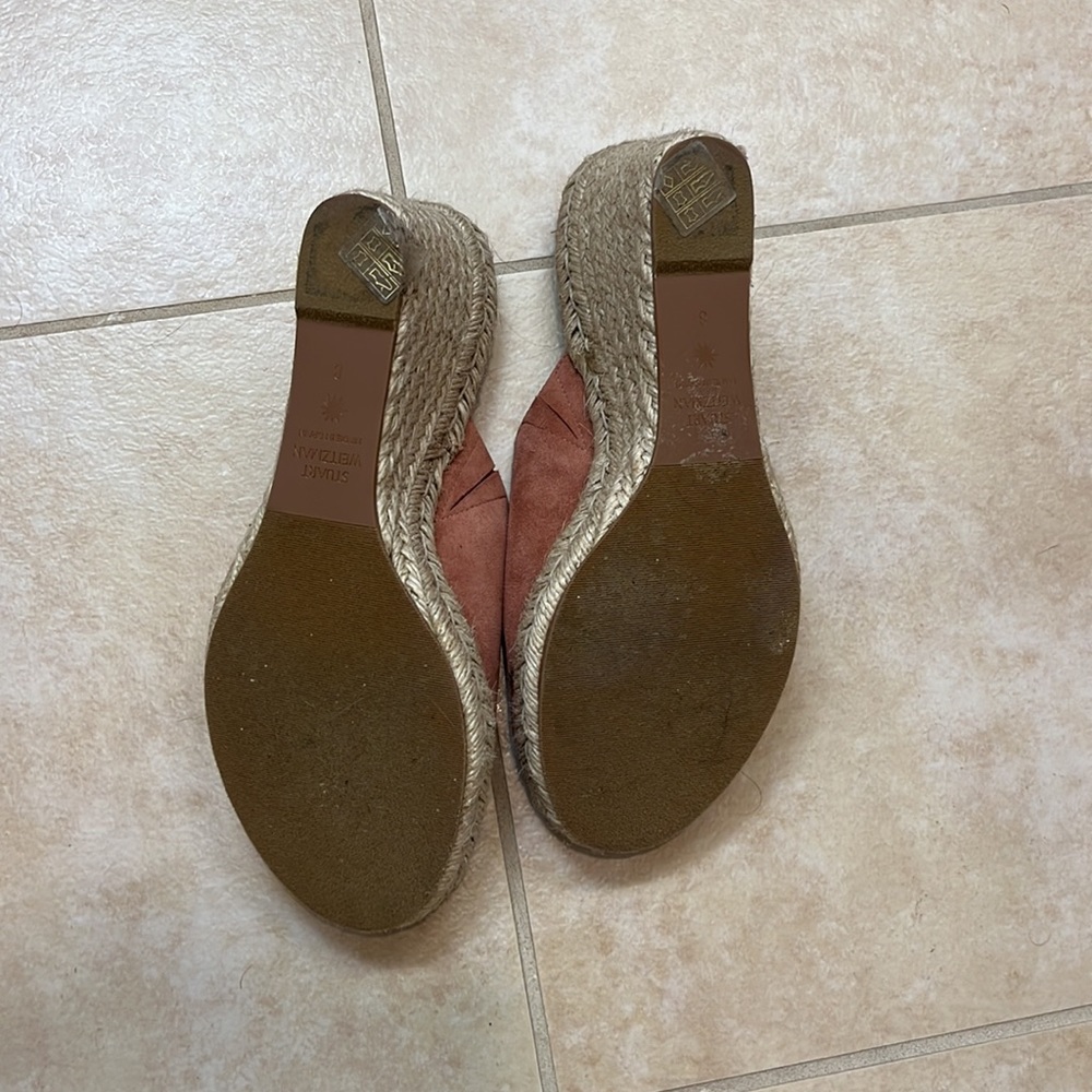 Stuart Weitzman Suede Wedges In Blush Size 8 - image 3